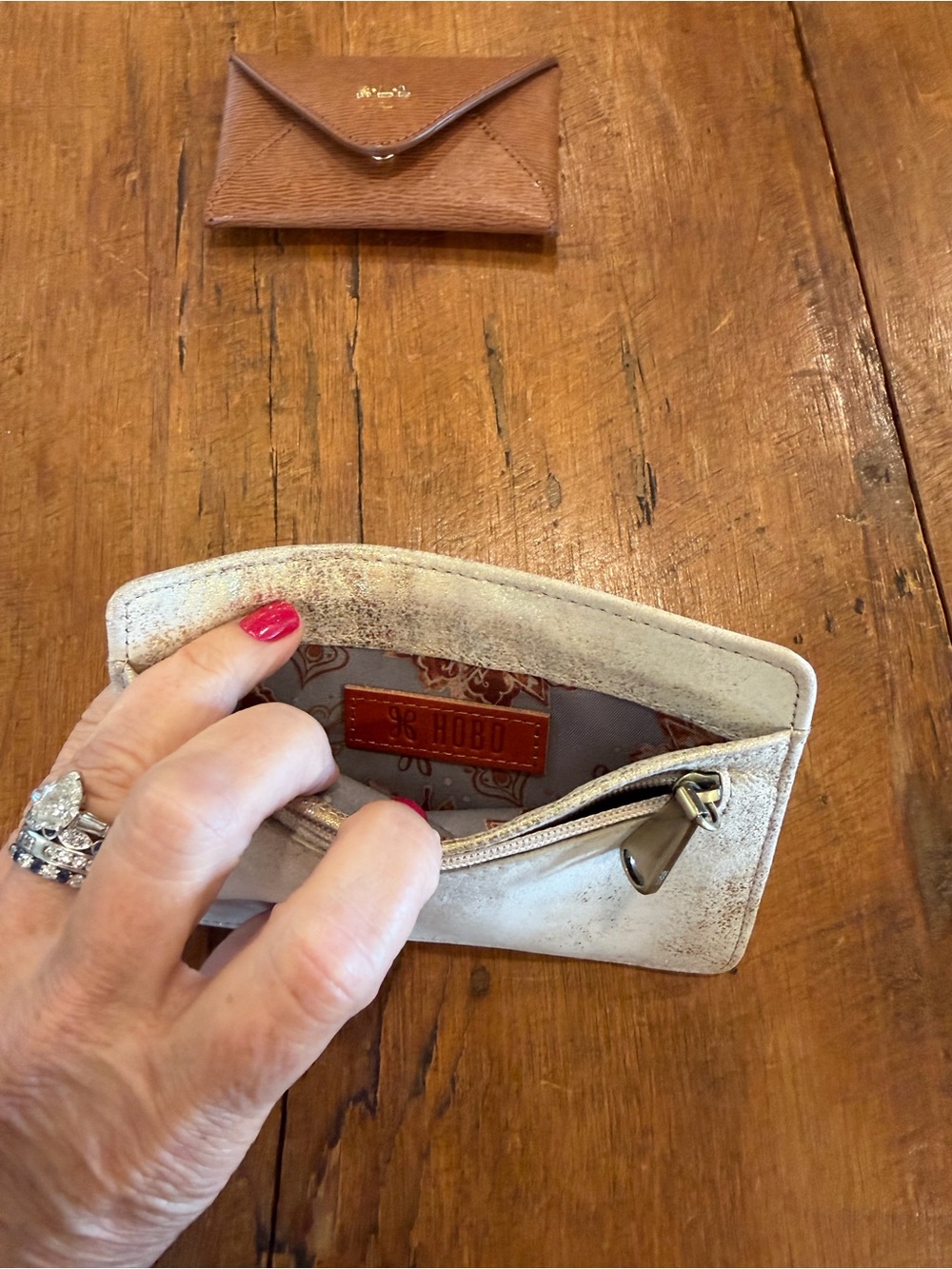HOBO gold Glitter Cardholder/coin purse with Floral ID Window - Picture 3 of 3